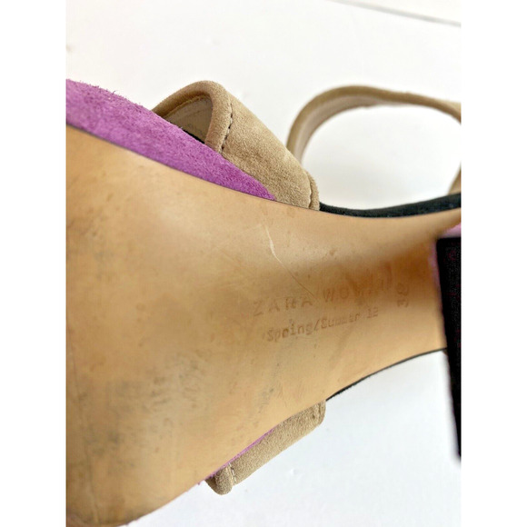 Zara Woman Colorblock Suede T Strap Heels EU 38 US 7.5 - Picture 13 of 13